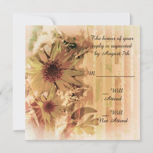 Vintage Sunflower Wedding R.S.V.P. Invitation (Front)