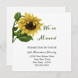 Vintage Sunflower We've Moving   New Address Card