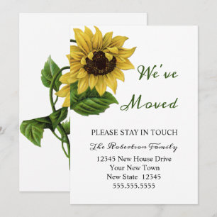 Vintage Sunflower We've Moving   New Address Card