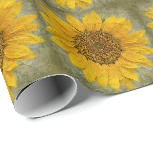 Vintage Sunflower Wrapping Paper (Roll Corner)