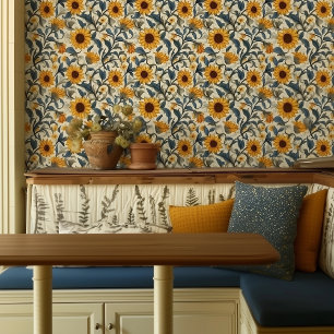 Vintage Sunflowers 2'x10' Roll Wallpaper