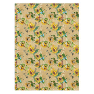 Vintage Sunflowers and Dragonflies  Tablecloth