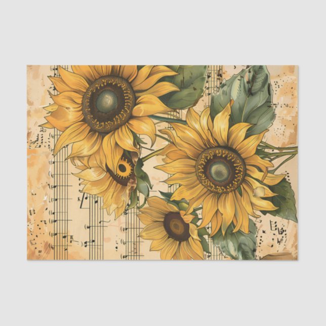 Vintage sunflowers and music sheet floral (Front)