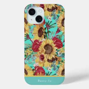 Vintage Sunflowers And Summer Tropical Wildflowers iPhone 15 Case