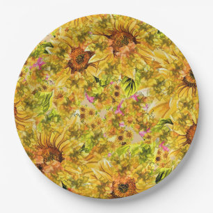 Vintage Sunflowers Art Paper Plate