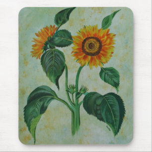 Vintage Sunflowers Botanical Art Mouse Mat