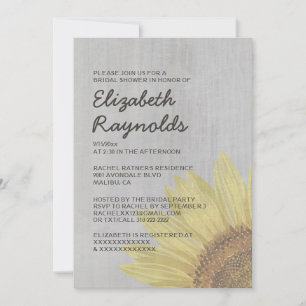 Vintage Sunflowers Bridal Shower Invitations