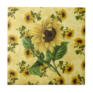 Vintage Sunflowers Decorative Ceramic Tile