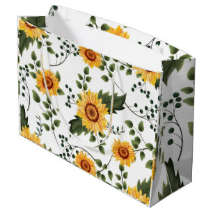 Vintage Sunflowers floral pattern elegant bride Large Gift Bag