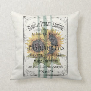 Vintage Sunflowers Grain Sack Cushion