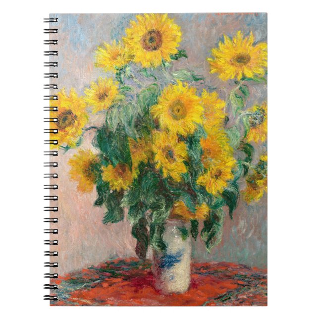 Vintage Sunflowers Impressionist Art Notebook (Front)