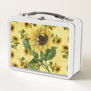 Vintage Sunflowers Metal Lunch Box