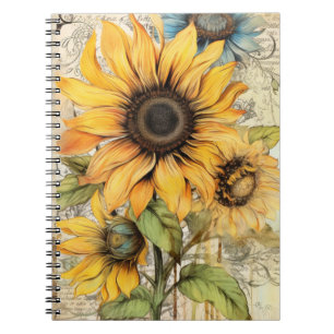 Vintage sunflowers. notebook