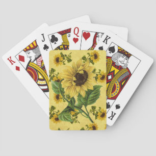 Vintage Sunflowers Playing Cards