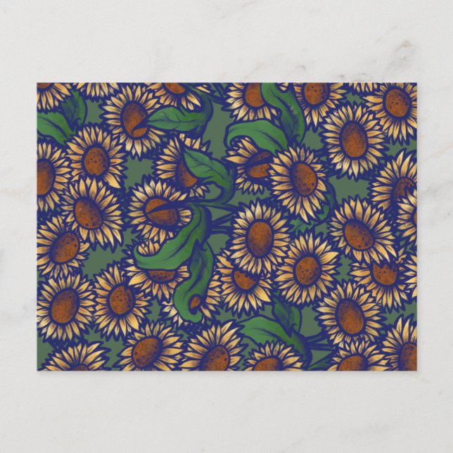 Vintage Sunflowers Postcard (Front)
