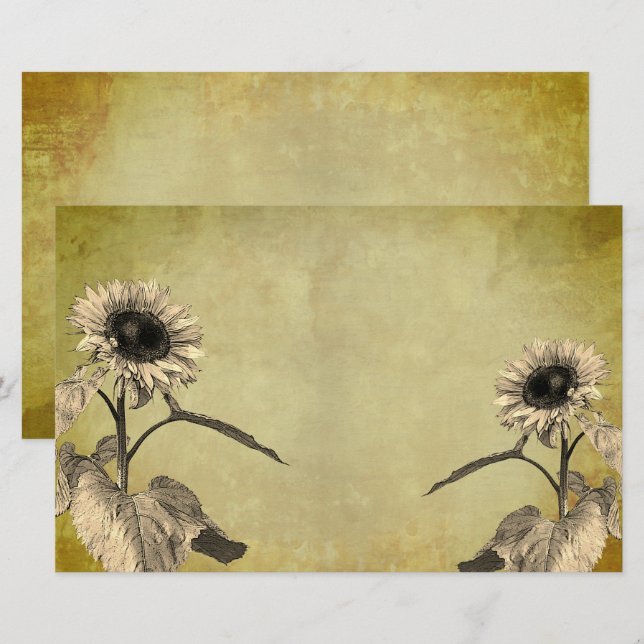 Vintage Sunflowers  Stationery (Front/Back)