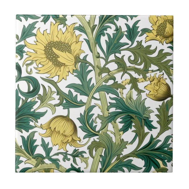 Vintage Sunflowers Tile (Front)