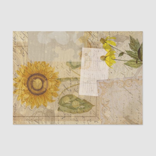 Vintage Sunflowers Tissue Paper (Front)