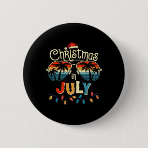 Vintage Sungles With Christmas In July For Summer 6 Cm Round Badge