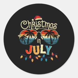 Vintage Sungles With Christmas In July For Summer  Classic Round Sticker