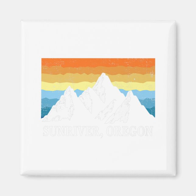 Vintage Sunriver, Oregon Mountain Hiking Souvenir Magnet (Front)