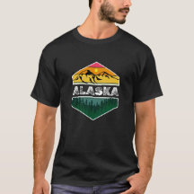 Vintage Sunset Alaska Nature Scenic Illustration