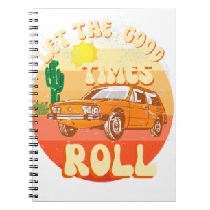 vintage sunset and classic car notebook
