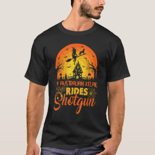 Vintage Sunset Australian Kelpie Dog Ride Shotgun  T-Shirt