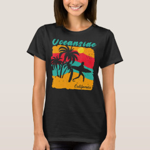Vintage Sunset Beach Surfing Oceanside California T-Shirt