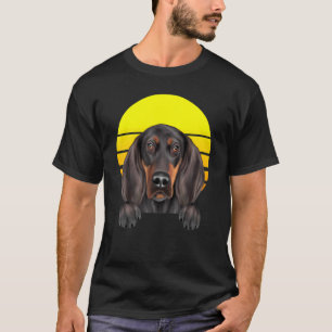 Vintage Sunset Black And Tan Coonhound Dog T-Shirt