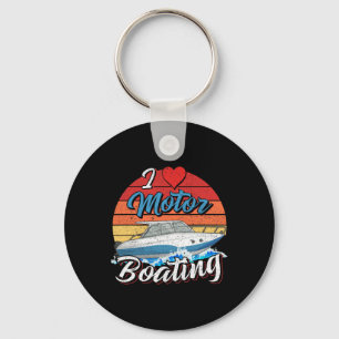 Vintage Sunset Boat Funny Captain I Love Motor-boa Key Ring