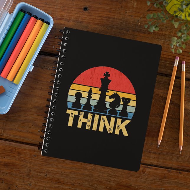 Vintage Sunset Chess Artwork – Inspiring "Think"  Notebook (Vintage Sunset Chess Artwork – Inspiring Think Notebook)