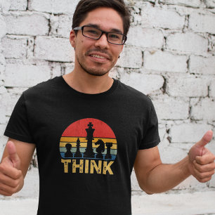Vintage Sunset Chess Artwork – Inspiring "Think"  T-Shirt