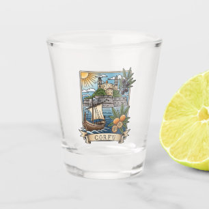 Vintage Sunset Corfu Greece Travel Shot Glass
