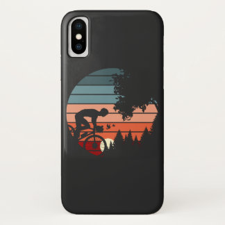 Vintage Sunset Cyclist Cycling In Hill Mountains iPhone X Case