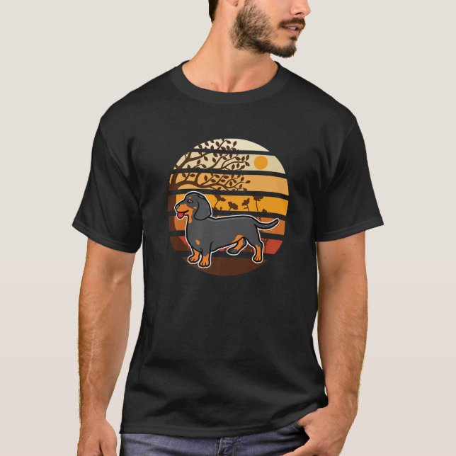 Vintage Sunset Dachshund Weiner Sausage Dog Animal T-Shirt (Front)