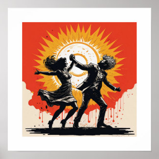 Vintage Sunset Dance  Poster
