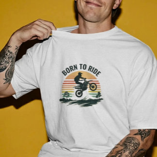 Vintage Sunset Dirt Bike Rider Graphic Tee for Bik