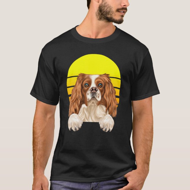 Vintage Sunset English Toy Spaniel Dog T-Shirt (Front)