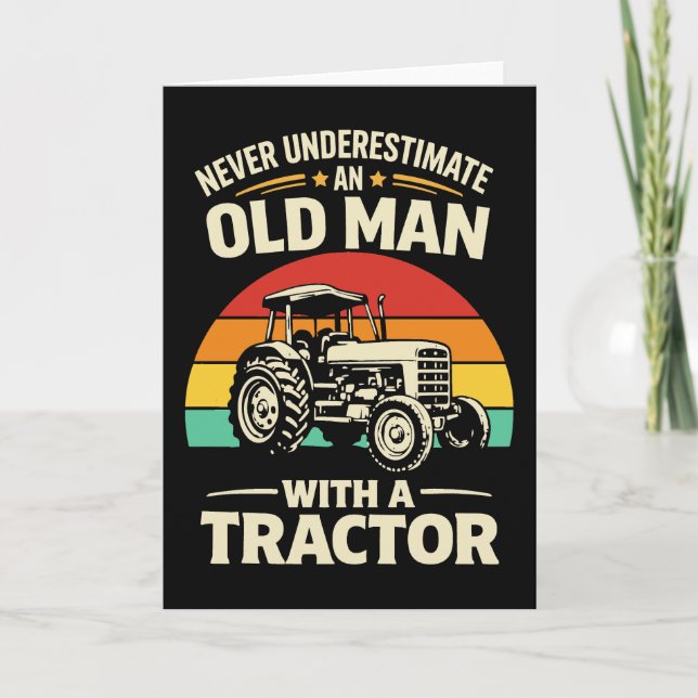 vintage sunset Farming Never Underestimate an Old  Card (Front)