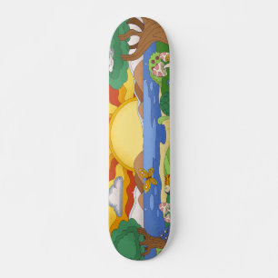 vintage sunset flowers mushrooms & butterflies skateboard
