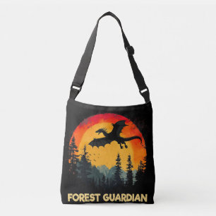 Vintage Sunset Forest Dragon Crossbody Bag