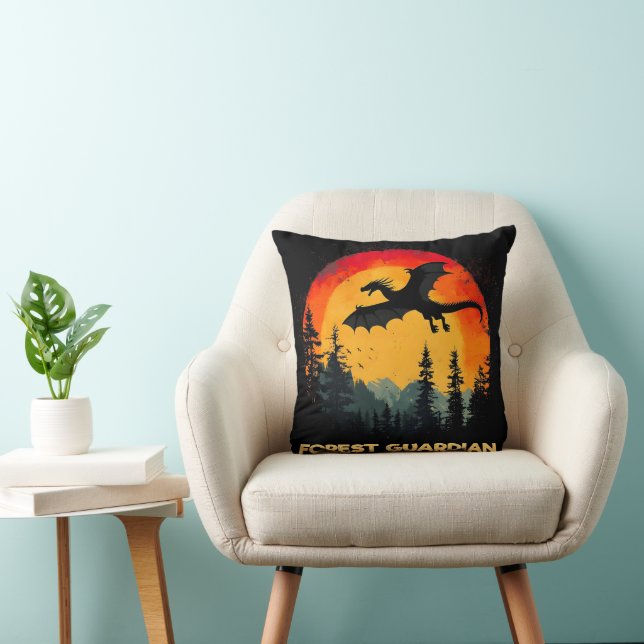 Vintage Sunset Forest Dragon Cushion (Chair)