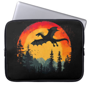 Vintage Sunset Forest Dragon Laptop Sleeve