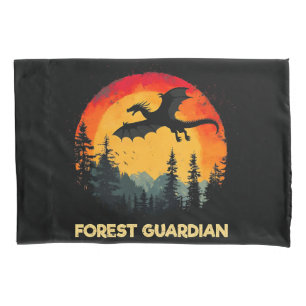 Vintage Sunset Forest Dragon Pillowcase