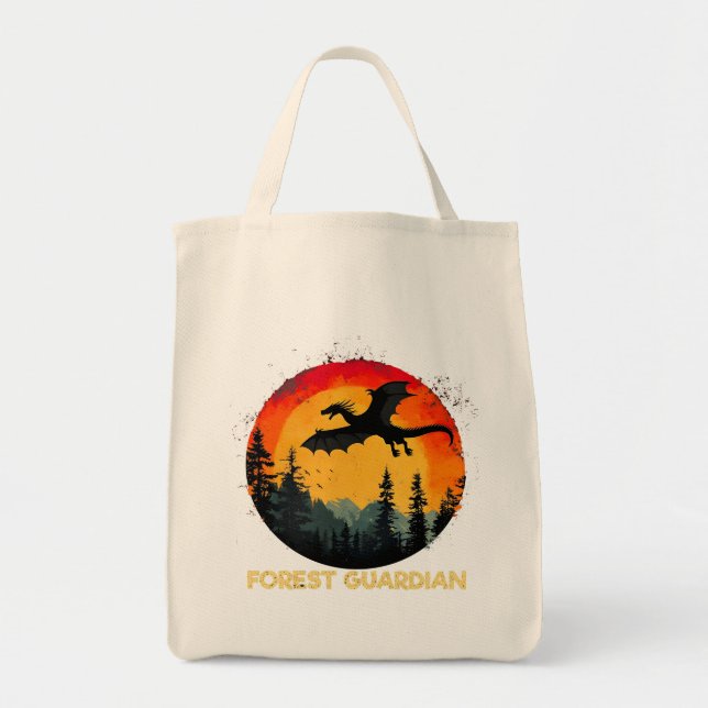 Vintage Sunset Forest Dragon Tote Bag (Front)
