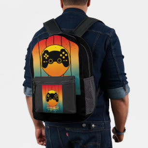 Vintage Sunset Gamer Gaming Computer Game Printed Backpack