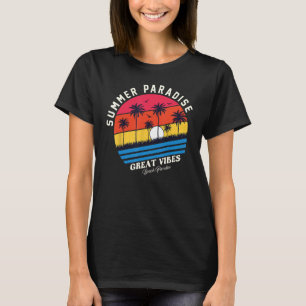 Vintage Sunset Great Vibes Beach Surf Summer Parad T-Shirt