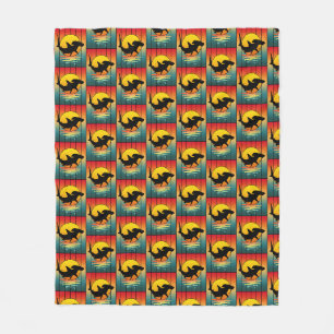 Vintage Sunset Hammerhead Shark Fleece Blanket