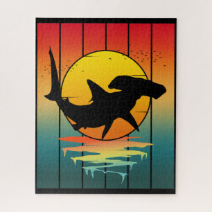 Vintage Sunset Hammerhead Shark Jigsaw Puzzle